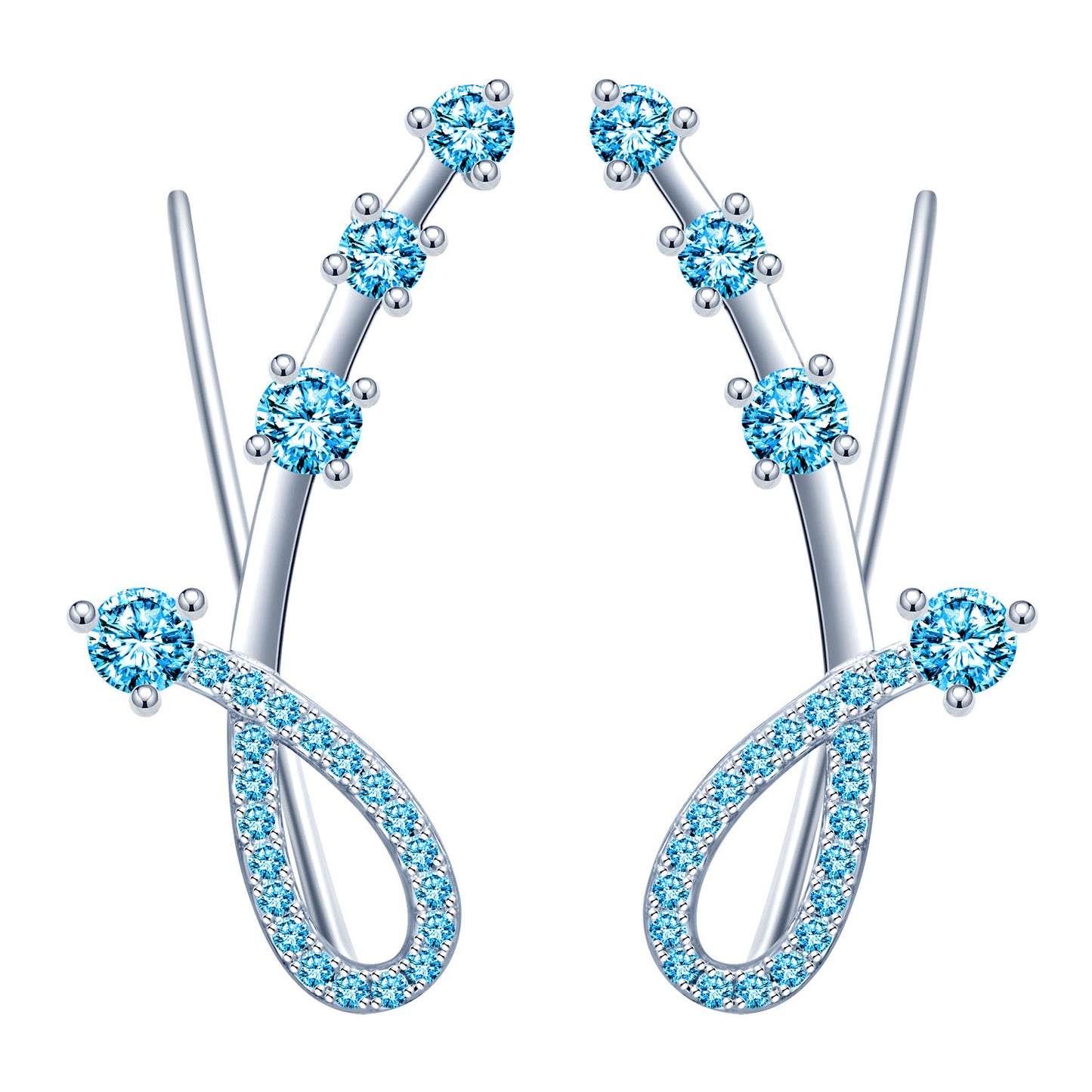 Dancing Meteor CZ Climber Earrings