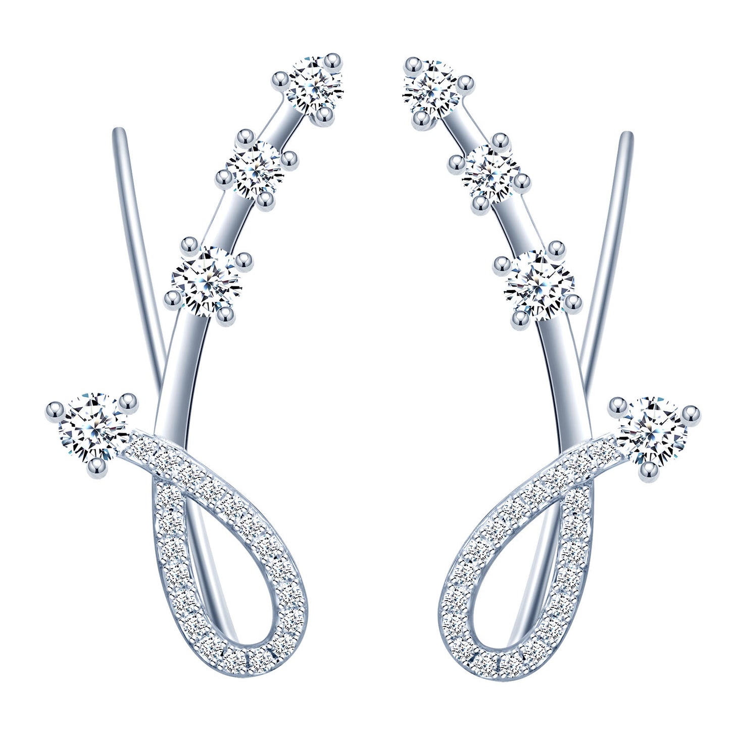 Dancing Meteor CZ Climber Earrings