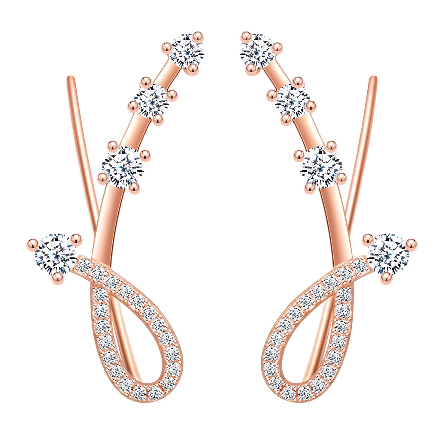 Dancing Meteor CZ Climber Earrings
