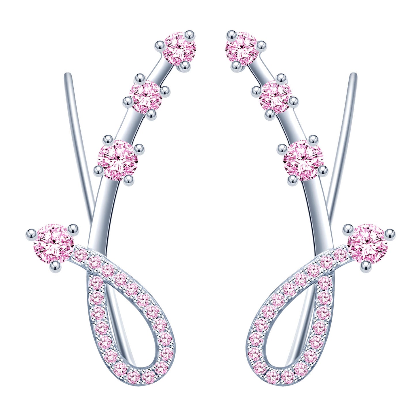 Dancing Meteor CZ Climber Earrings