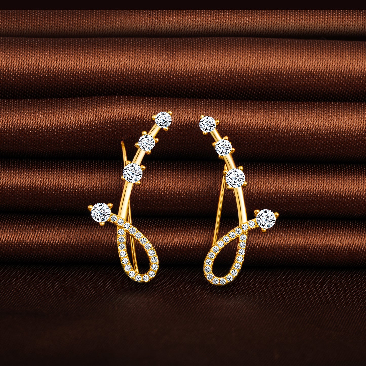 Dancing Meteor CZ Climber Earrings