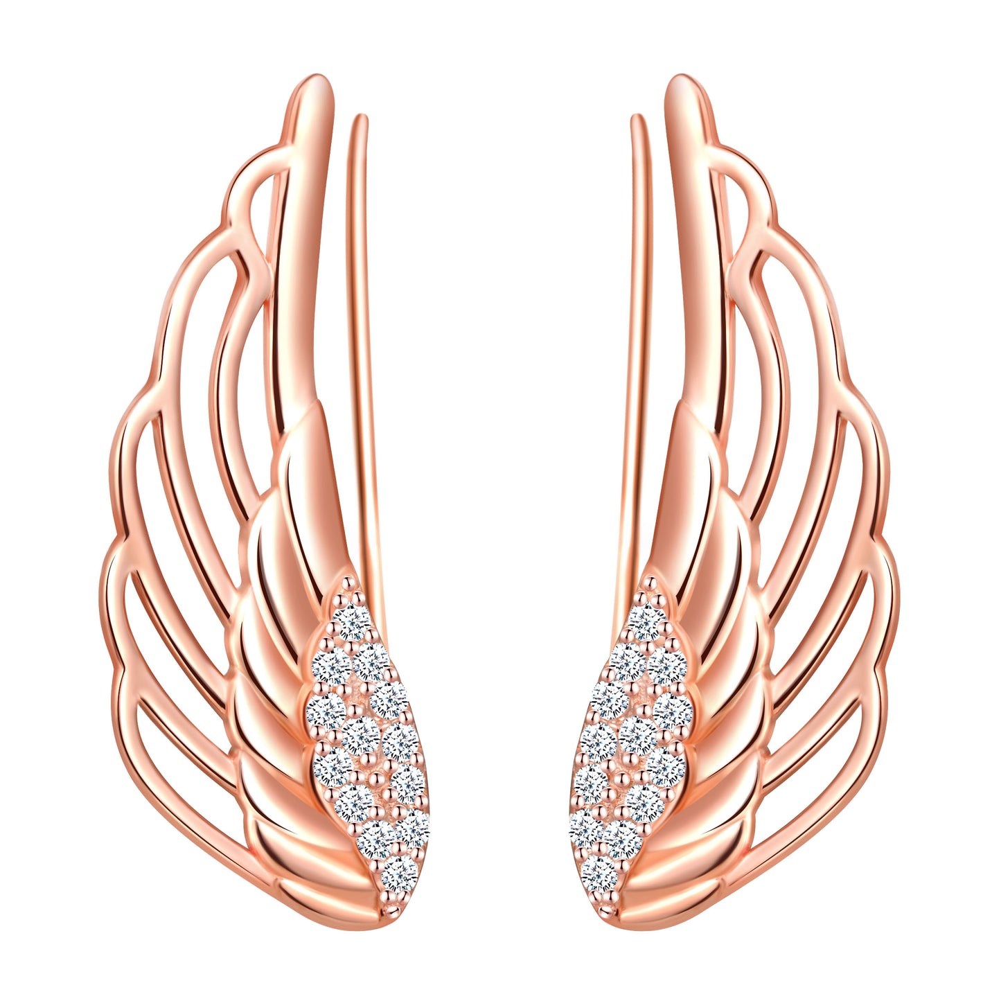 Wings CZ Climber Earrings