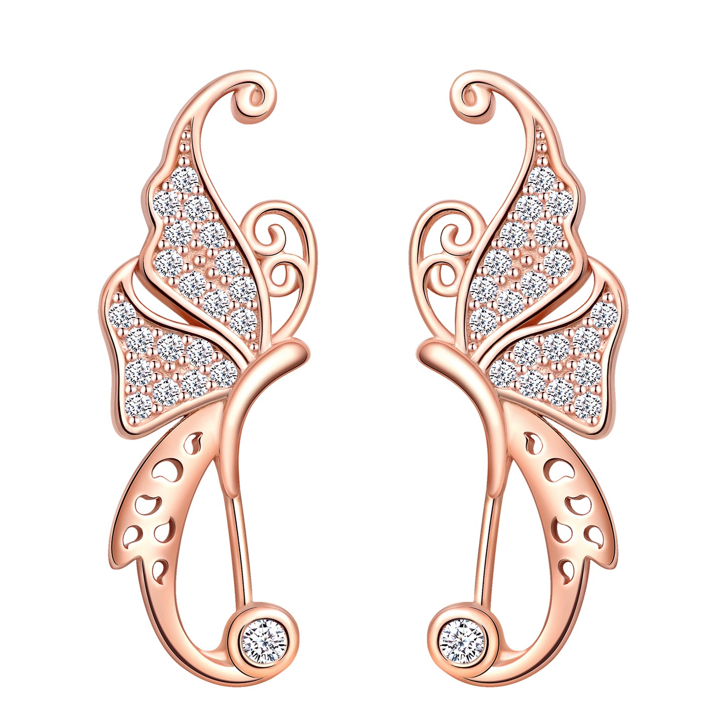 Butterfly CZ Climber Earrings