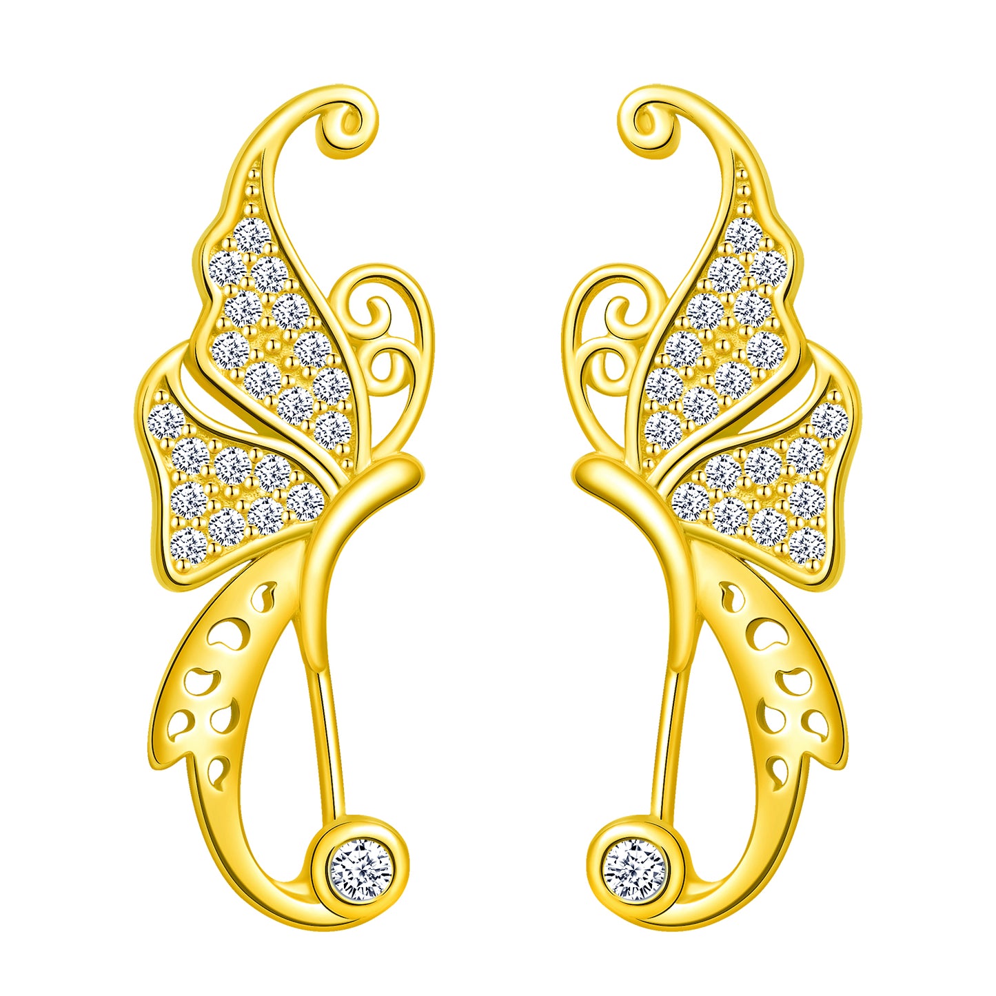 Butterfly CZ Climber Earrings