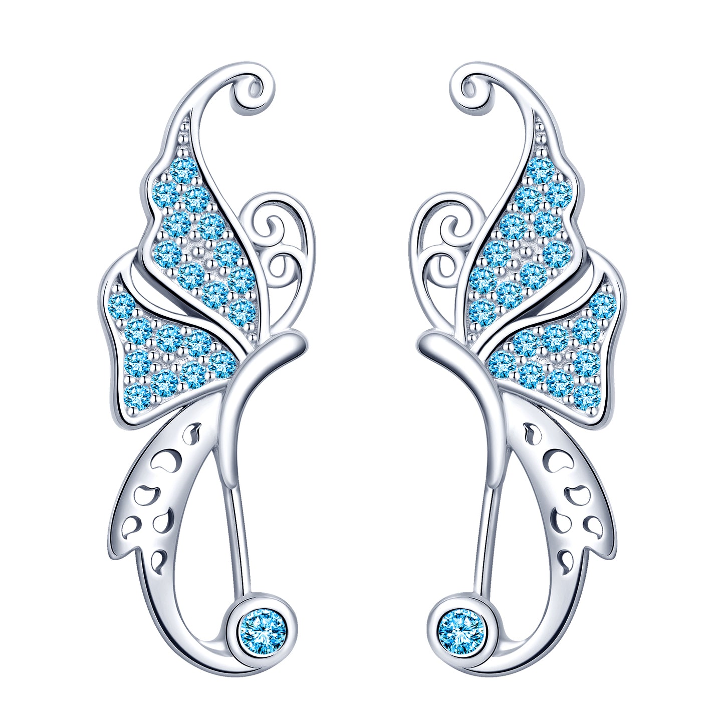 Butterfly CZ Climber Earrings