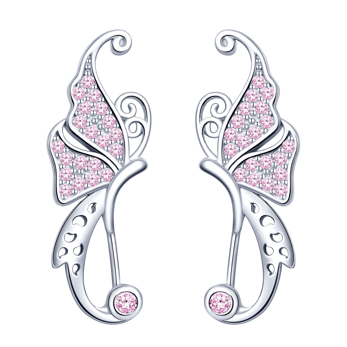 Butterfly CZ Climber Earrings