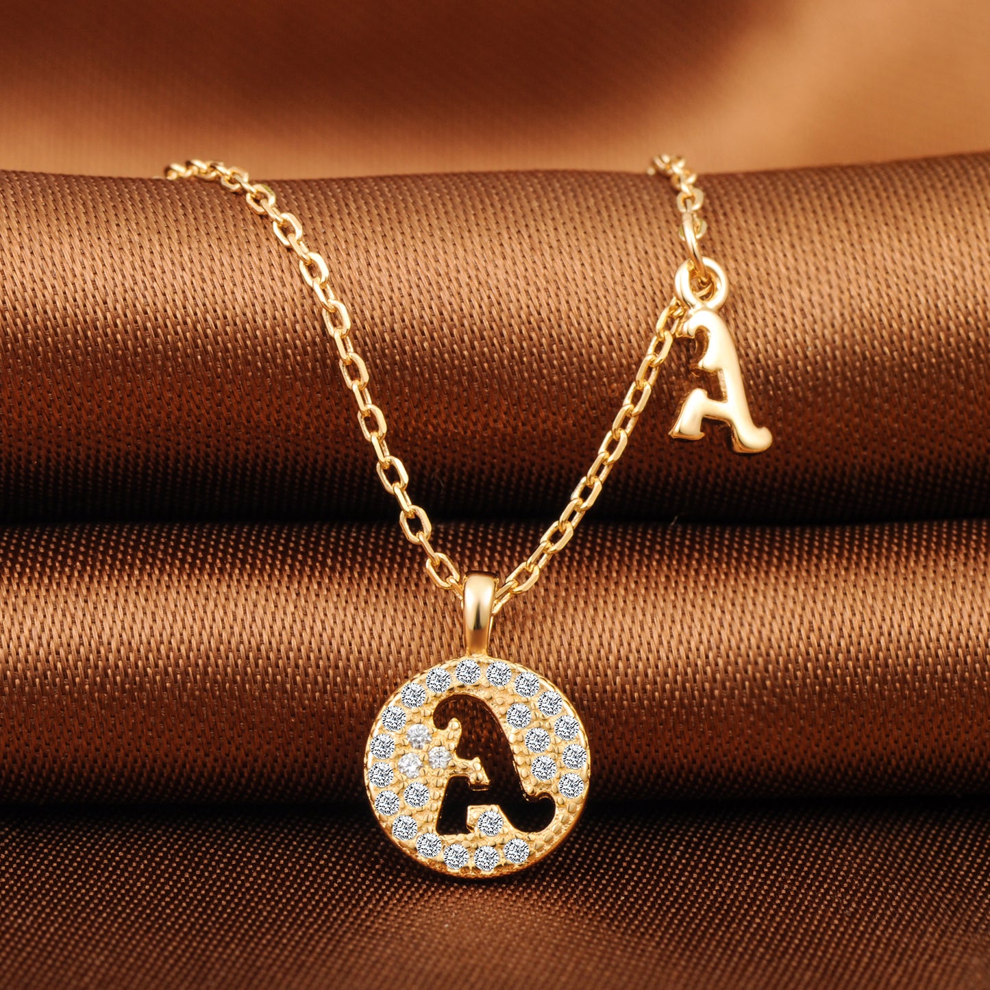 Initial Disk CZ Necklace