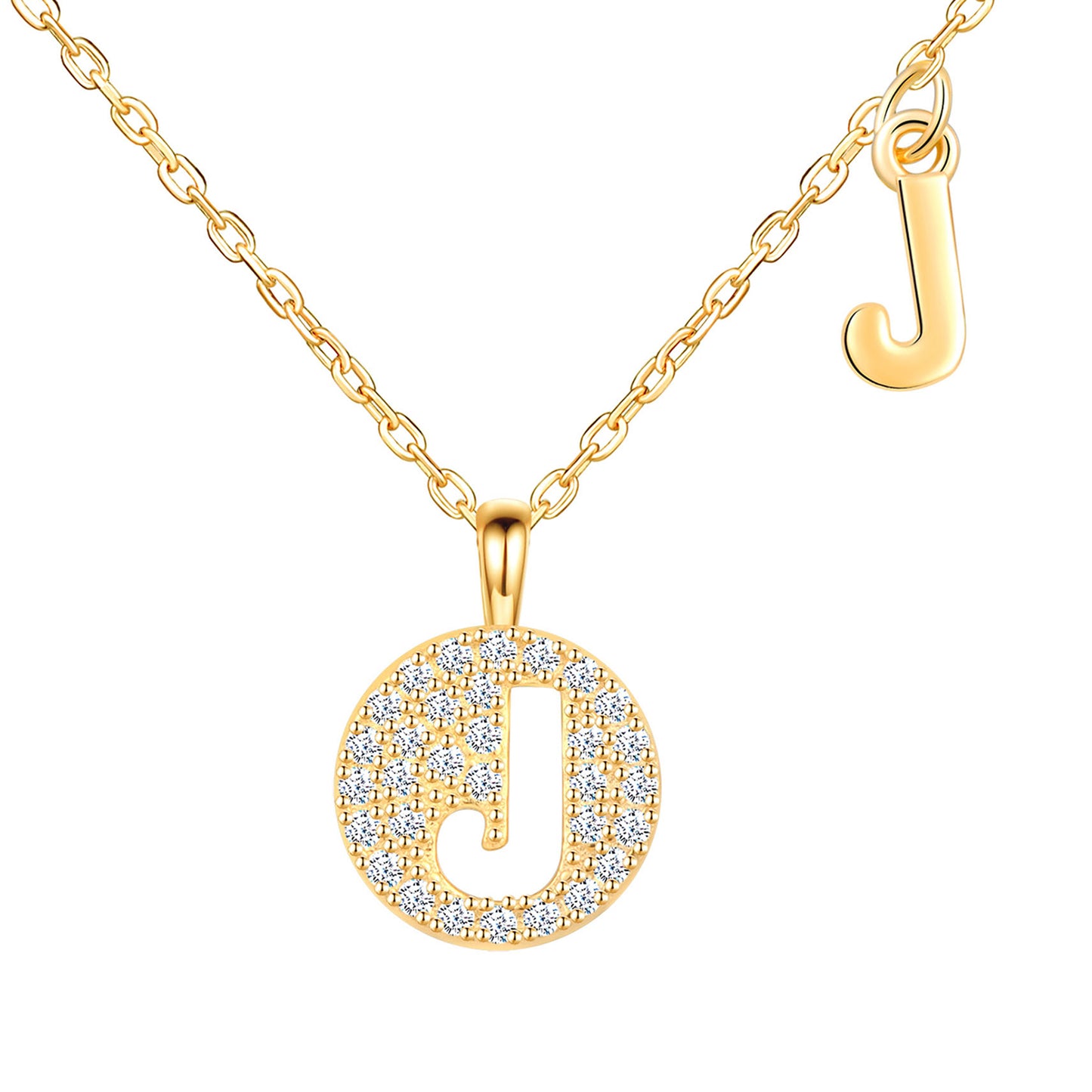 Initial Disk CZ Necklace