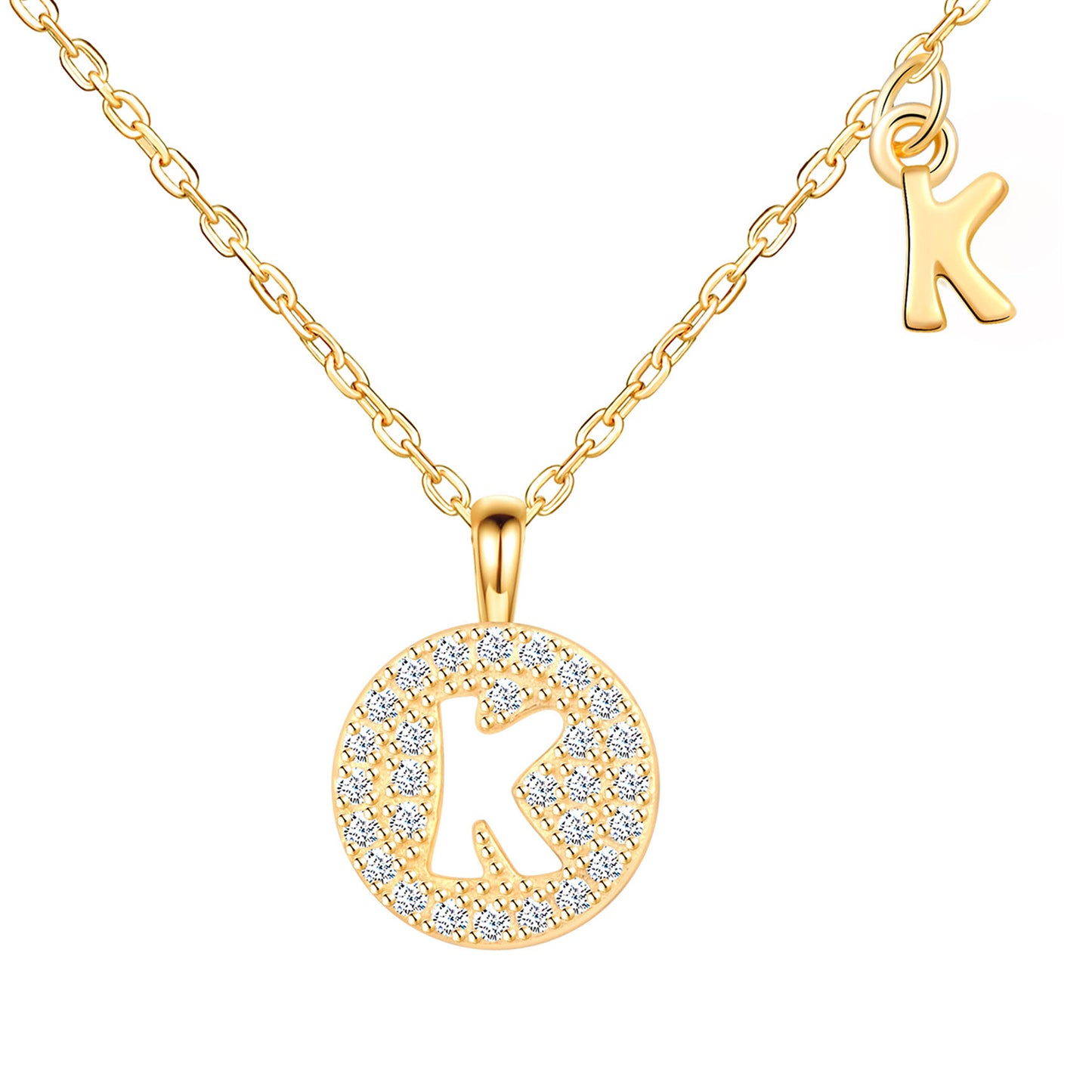 Initial Disk CZ Necklace