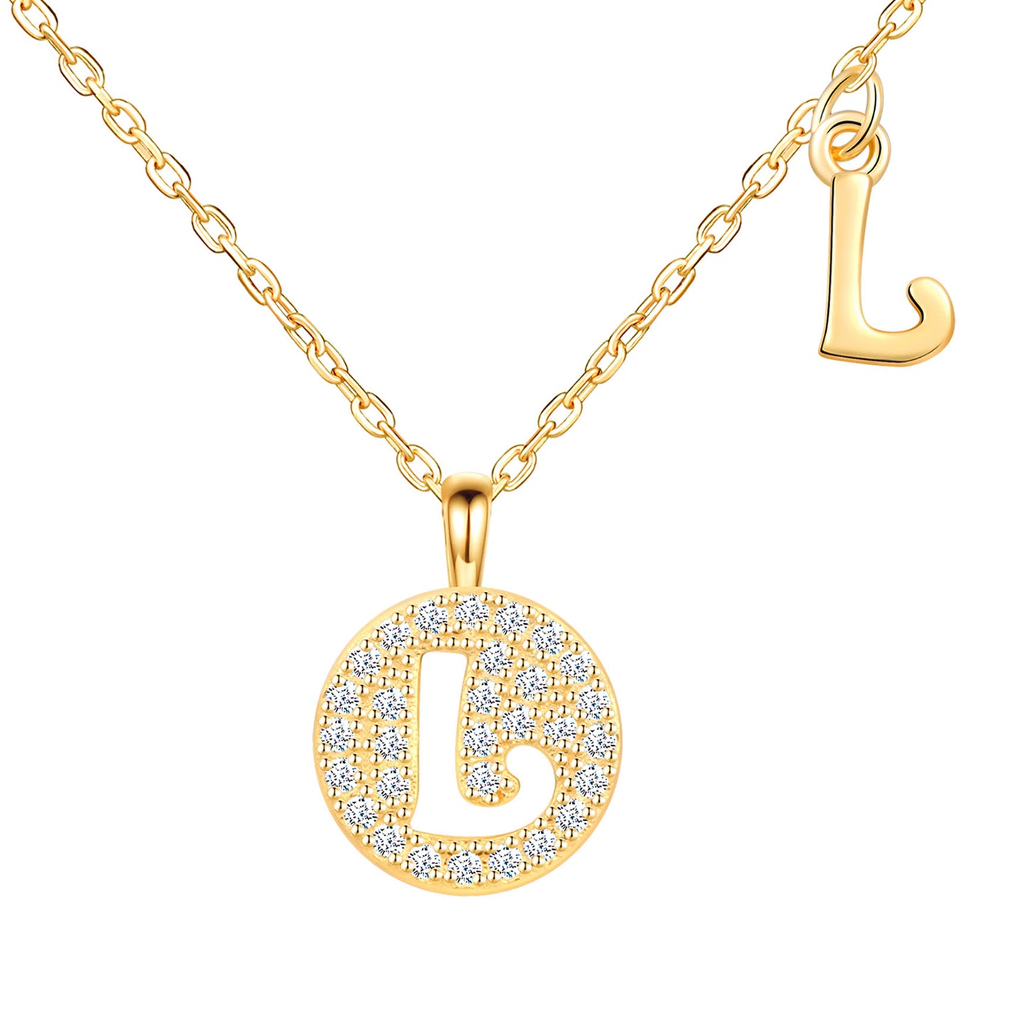 Initial Disk CZ Necklace