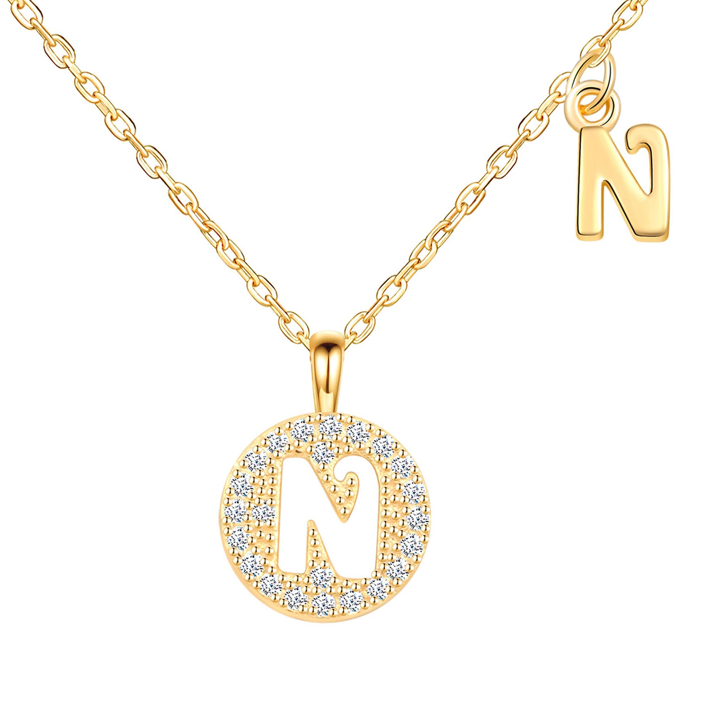 Initial Disk CZ Necklace