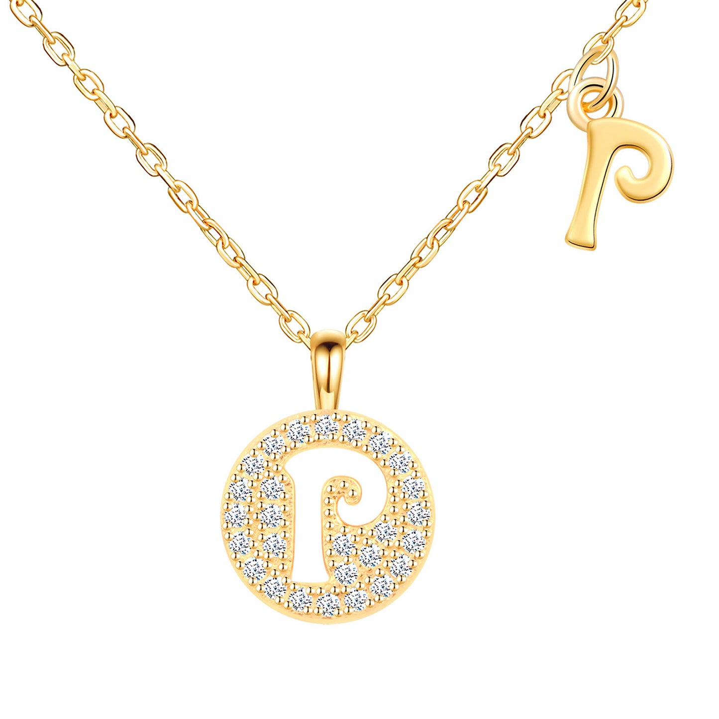 Initial Disk CZ Necklace