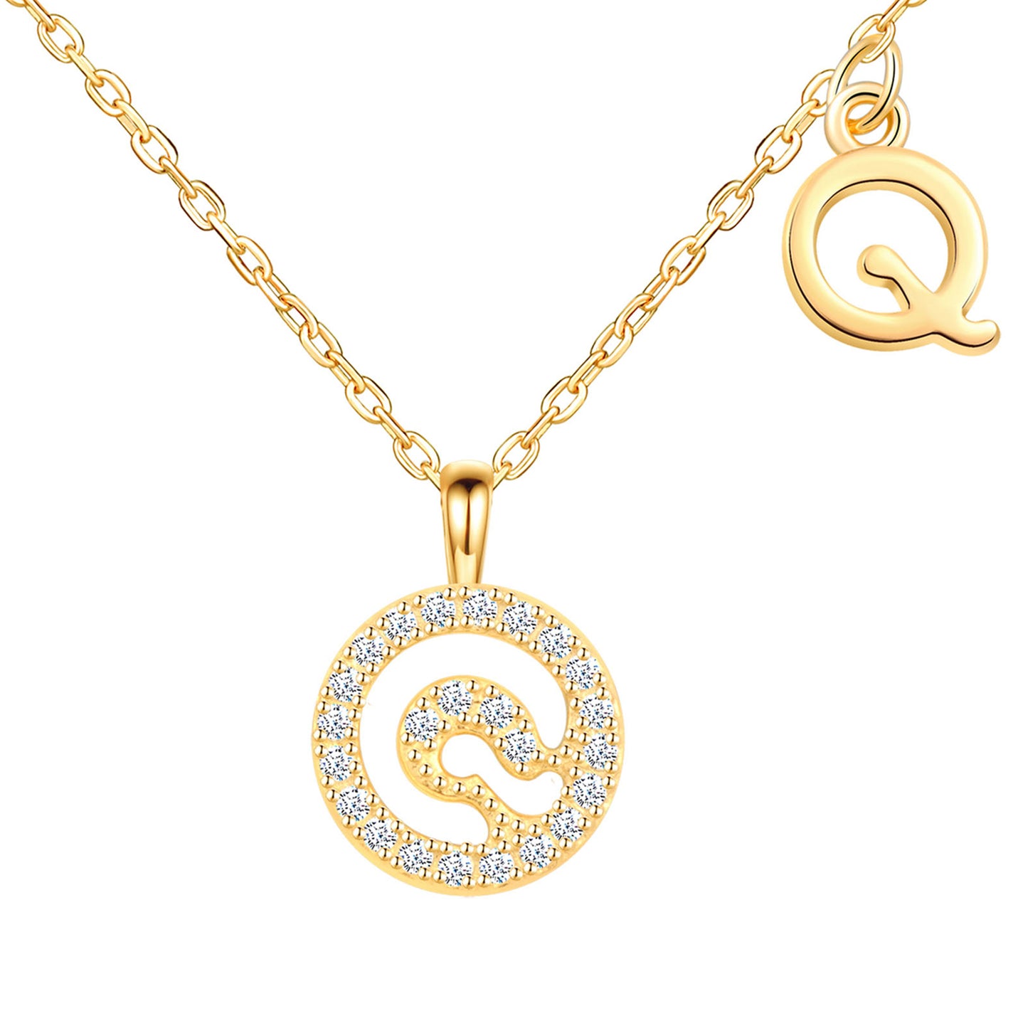 Initial Disk CZ Necklace