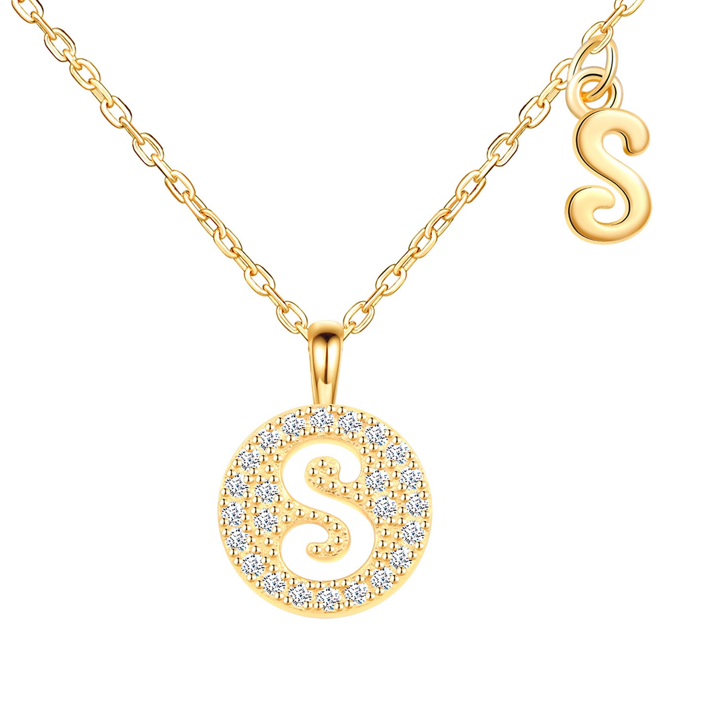 Initial Disk CZ Necklace
