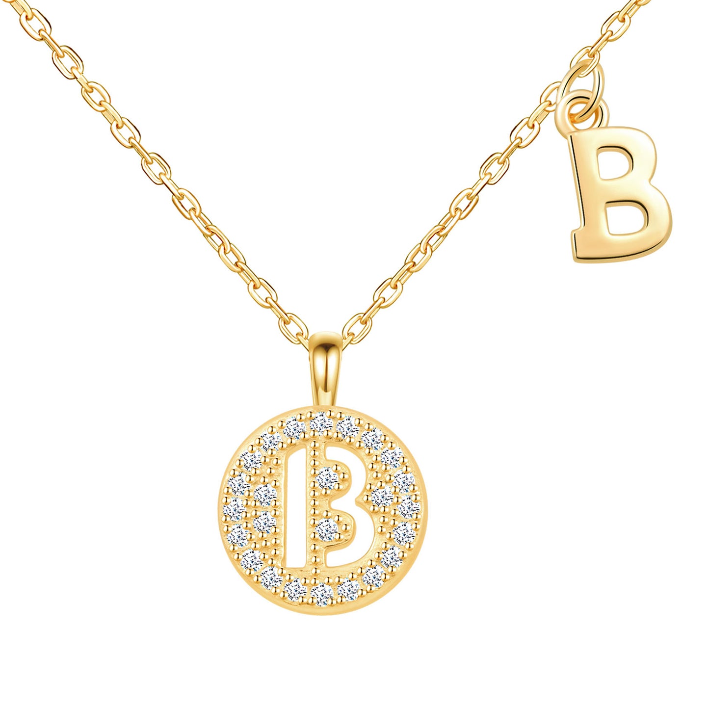 Initial Disk CZ Necklace