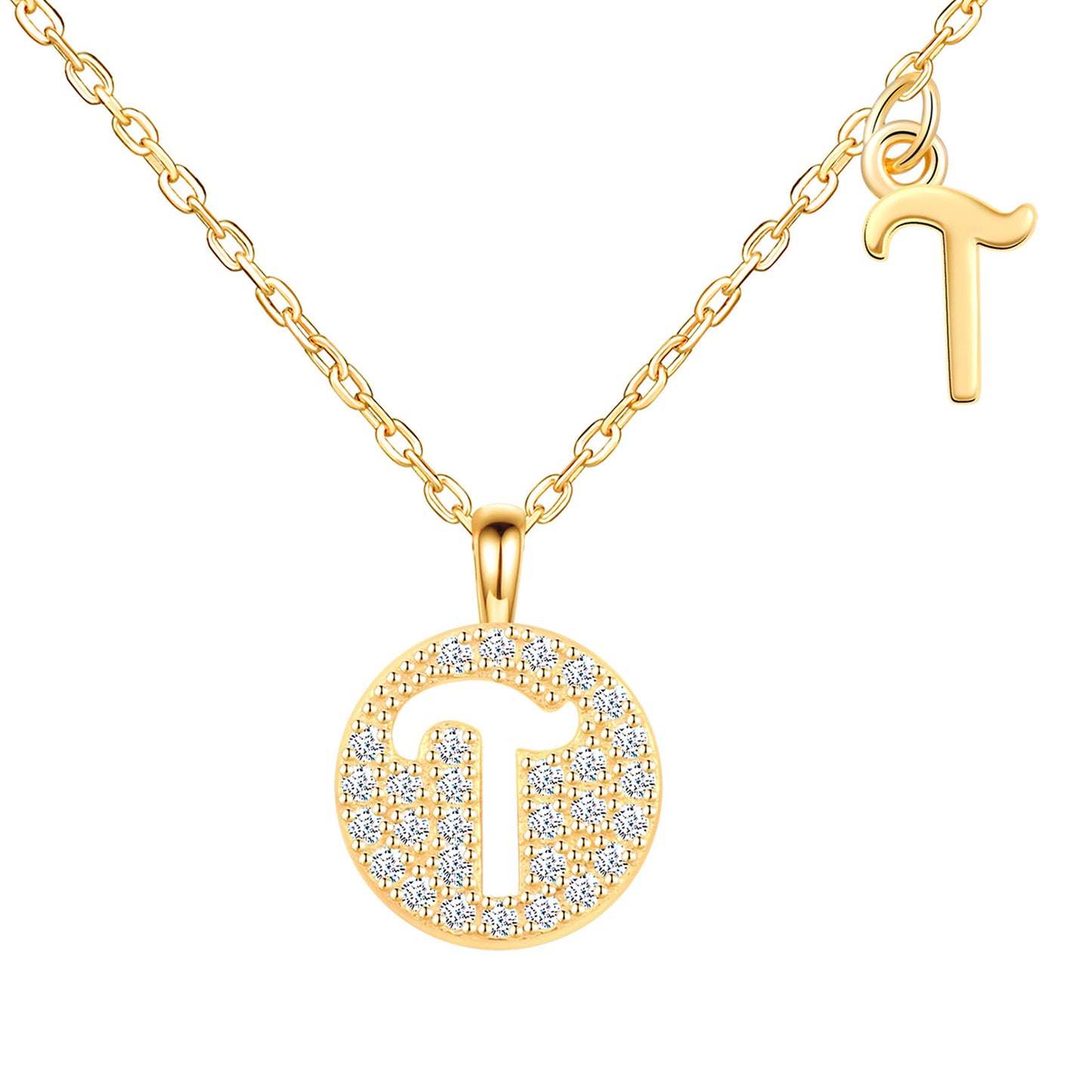 Initial Disk CZ Necklace