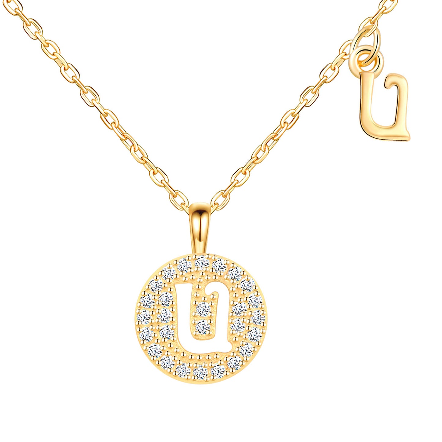 Initial Disk CZ Necklace