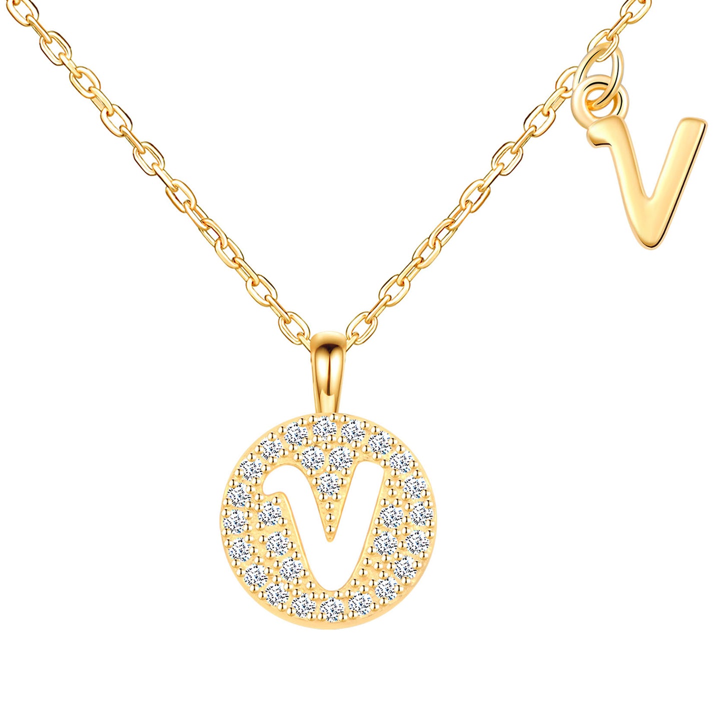 Initial Disk CZ Necklace