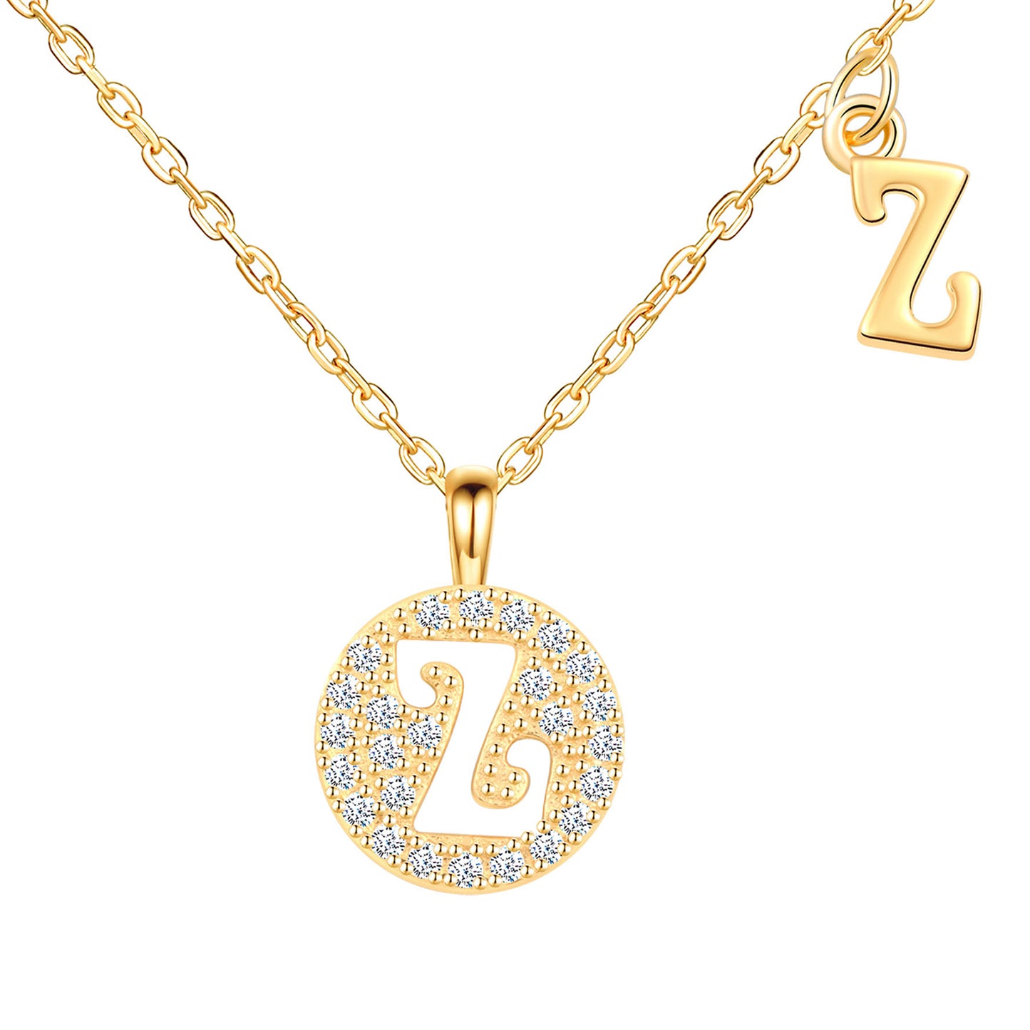 Initial Disk CZ Necklace
