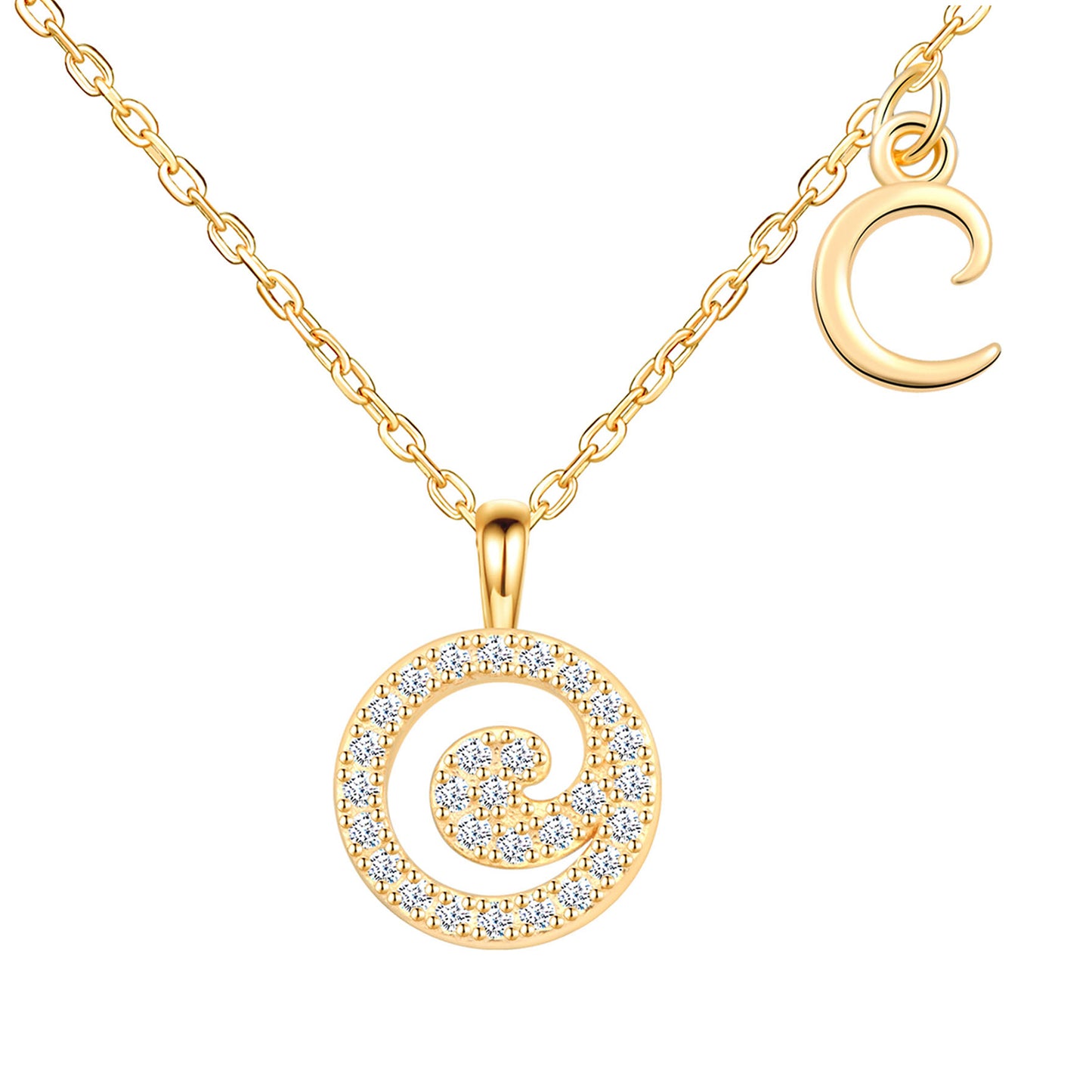 Initial Disk CZ Necklace
