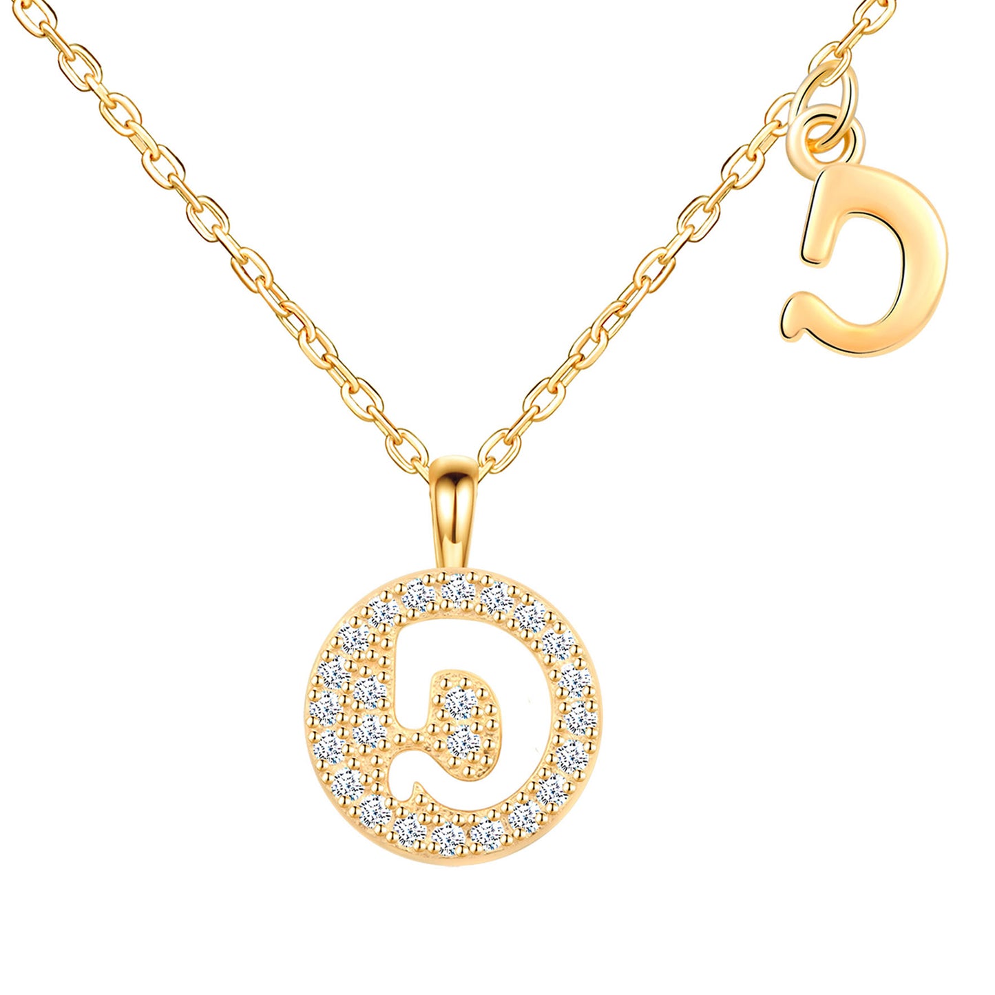Initial Disk CZ Necklace