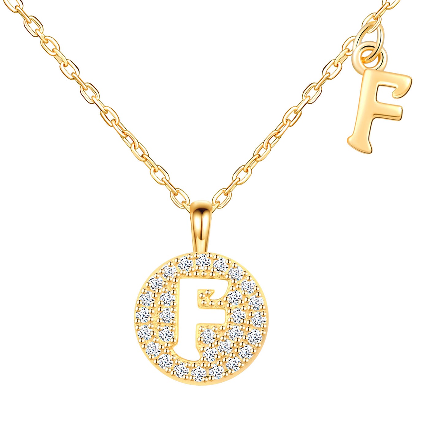 Initial Disk CZ Necklace