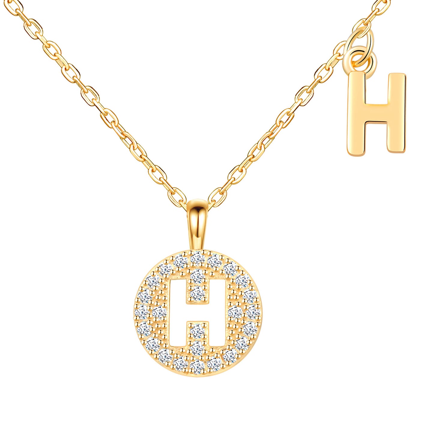 Initial Disk CZ Necklace