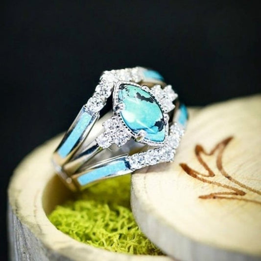 Infinionly Turquoise Creative 3-Piece Ring