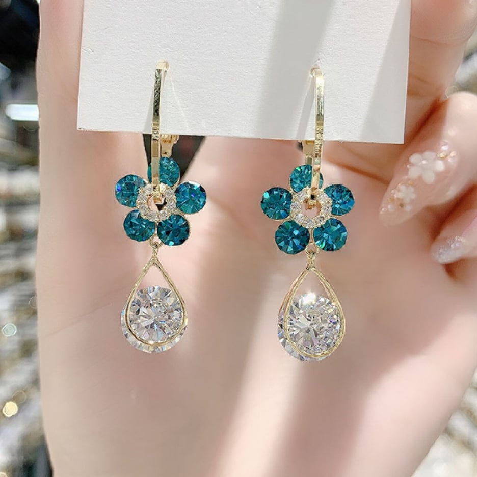 Infinionly Fashion Flower Crystal Earrings