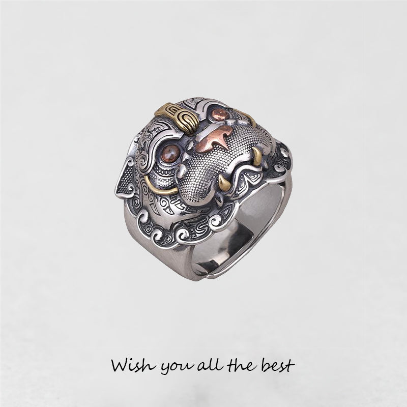 Infinionly S925 Silver the Mythological Creature Taotie Ring