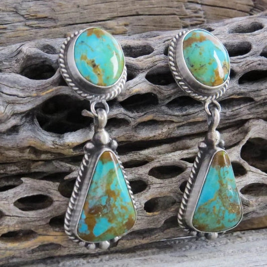 Infinionly Vintage Geometric Turquoise Earrings
