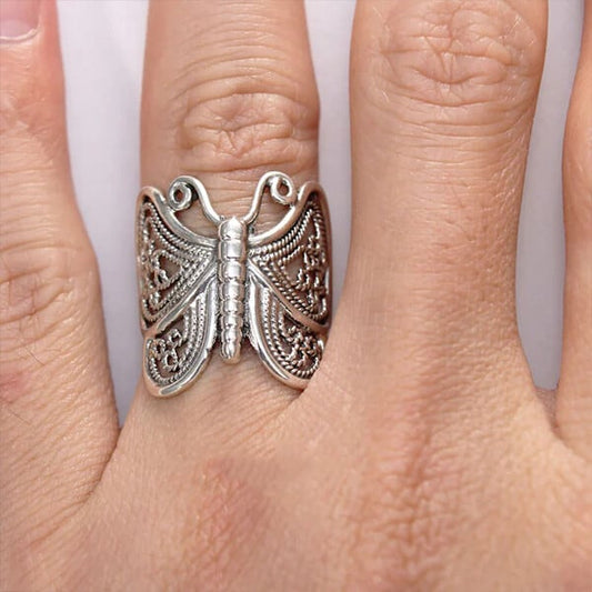 Infinionly Handmade Vintage Butterfly Ring