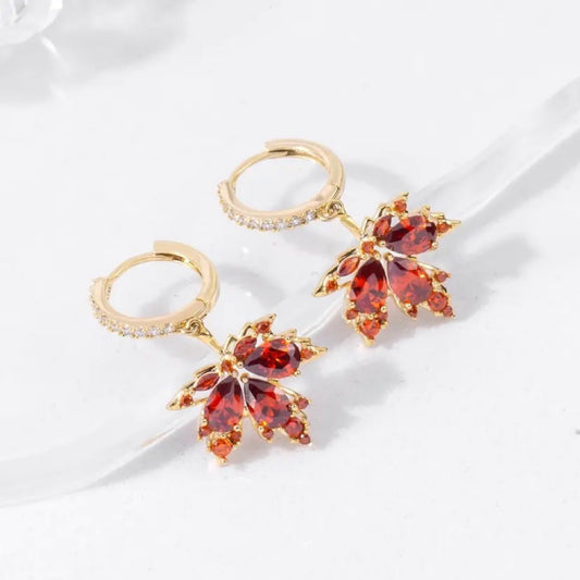 Infinionly Shiny Crystal Maple Tassel Earrings