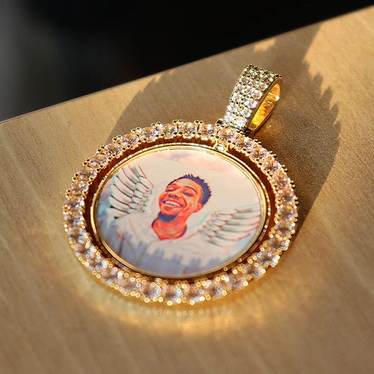 Infinionly Custom Made Photo Rotating double-sided Medallions Pendant