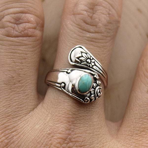 Infinionly Turquoise Spoon Silver Ring