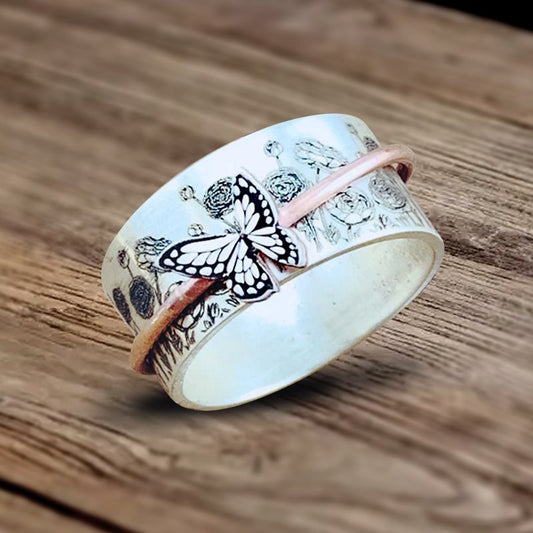 Infinionly Butterflies Silver Spinner Ring