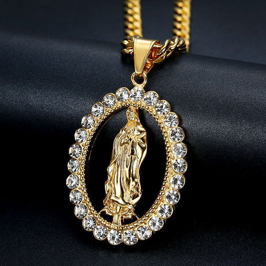 Infinionly Classic Personalized Cutout Virgin Mary Pendant