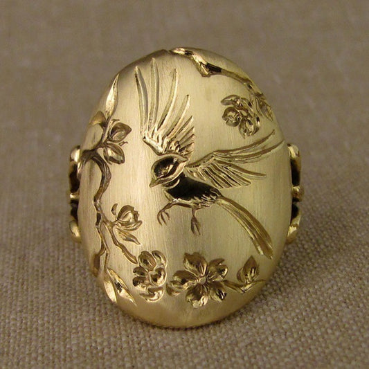 Infinionly Hummingbird Flower Ring