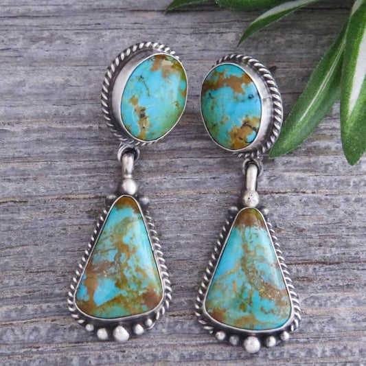 Infinionly Vintage Geometric Turquoise Earrings