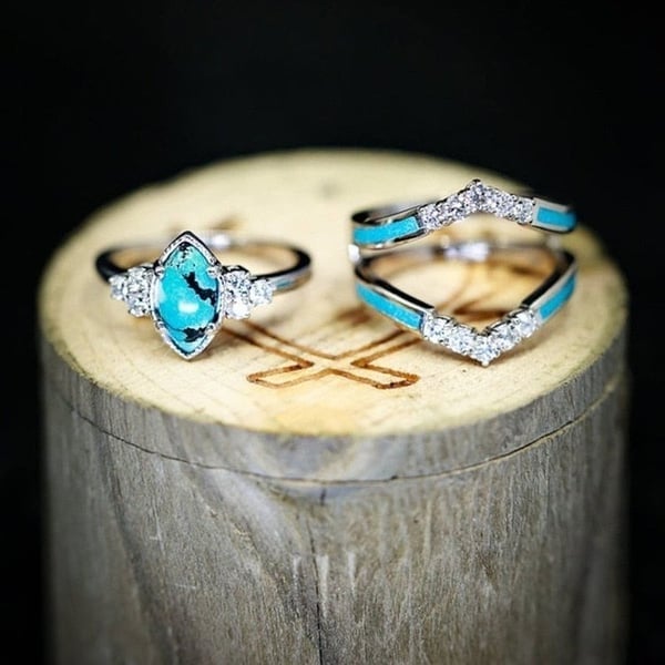 Infinionly Turquoise Creative 3-Piece Ring