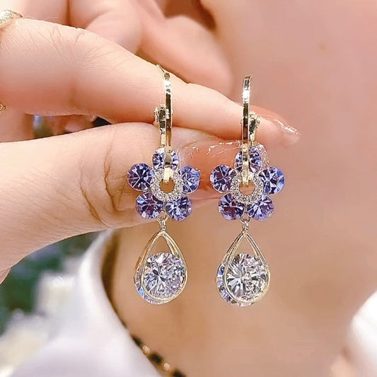 Infinionly Fashion Flower Crystal Earrings