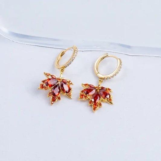 Infinionly Shiny Crystal Maple Tassel Earrings