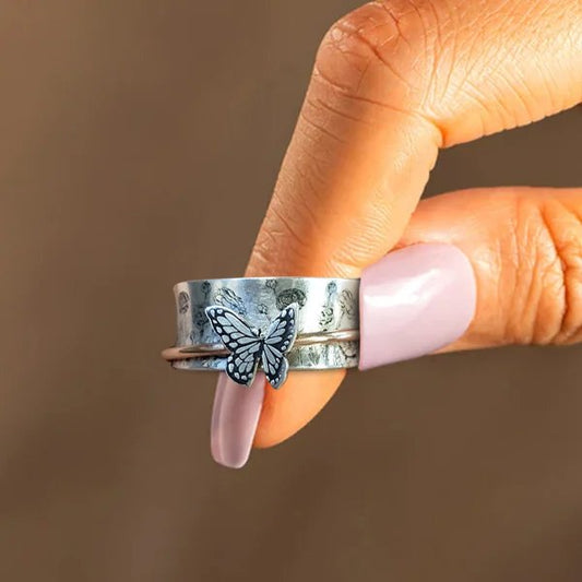 Infinionly Butterflies Silver Spinner Ring