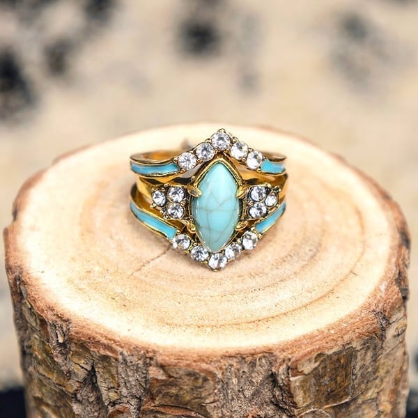 Infinionly Turquoise Creative 3-Piece Ring