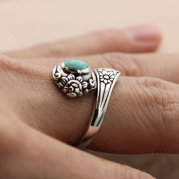 Infinionly Turquoise Spoon Silver Ring