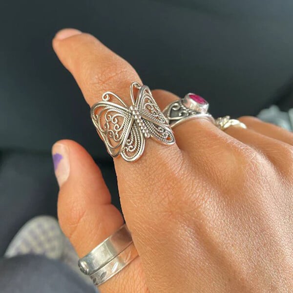 Infinionly Handmade Vintage Butterfly Ring