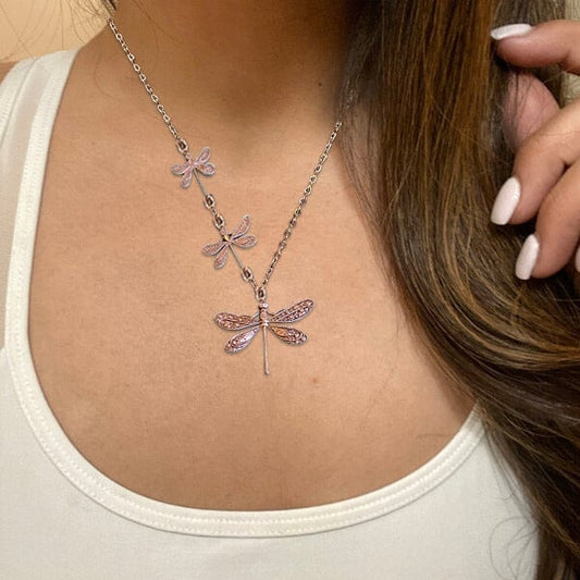 Sterling Silver Vintage Carved Dragonfly Necklace-Free Shipping Today Only