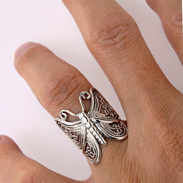 Infinionly Handmade Vintage Butterfly Ring