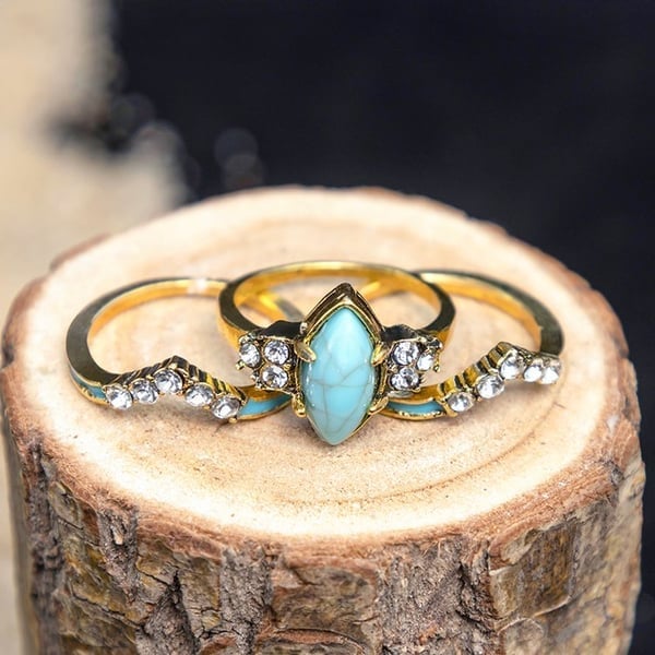 Infinionly Turquoise Creative 3-Piece Ring