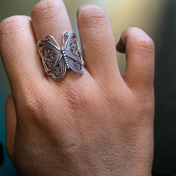 Infinionly Handmade Vintage Butterfly Ring